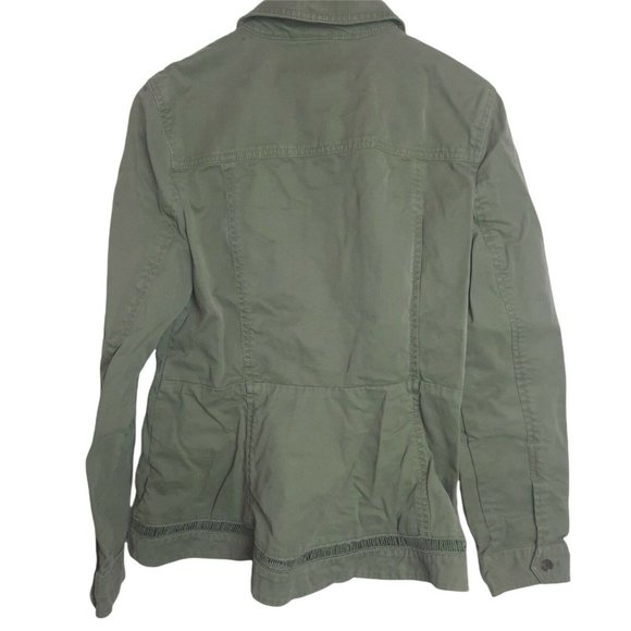 Banana Republic Army Green Eyelet Trim Utility Safari Cargo Jacket Womens Small - Picture 4 of 10
